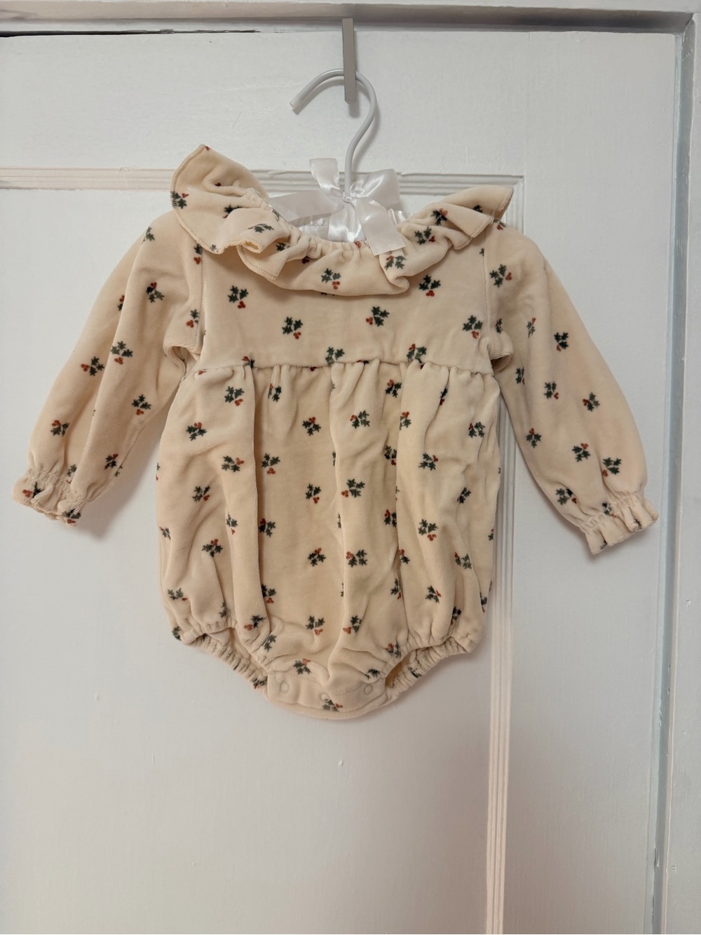 Quincy Mae Holly Berry Velour Romper